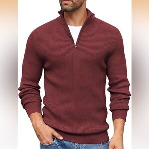 NWT Men's Maroon Coofandy Zip-Up Sweater Medium